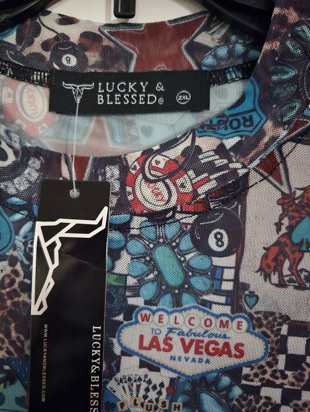 Lucky & Blessed Womens Mesh Las Vegas  — Blue Multi